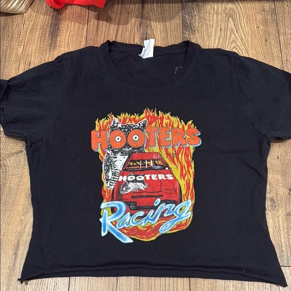 Hooters Tops - Hooters Black and Red Short Sleeve Tee with Car Graphic